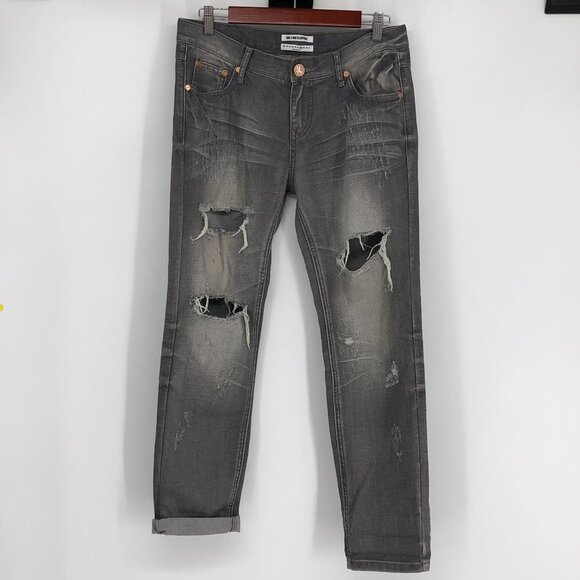 One X One Teaspoon Dark Grey Distressed Ripped  Jeans size 28 - Picture 6 of 10